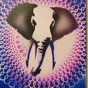 Original signed airbrush art canvas 8x10 Elephant